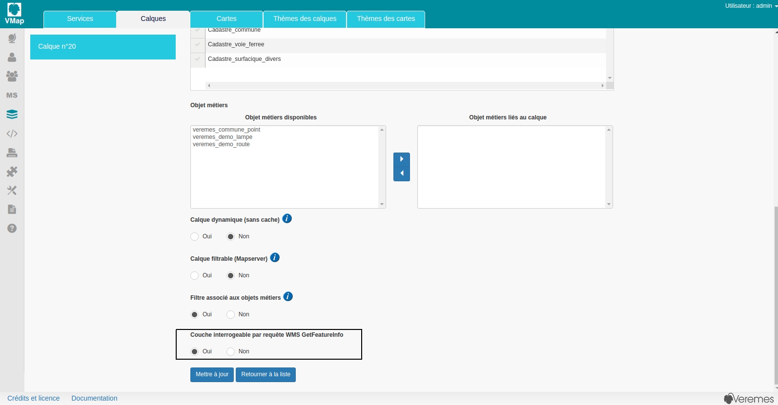 Administration couche GetFeatureInfo